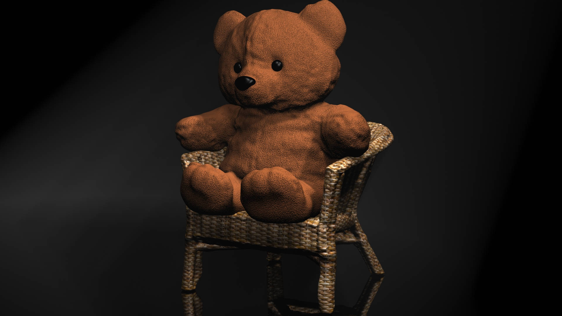 Sød teddybjørn i 3D-tegneserie-Designvæggerede. Wallpaper