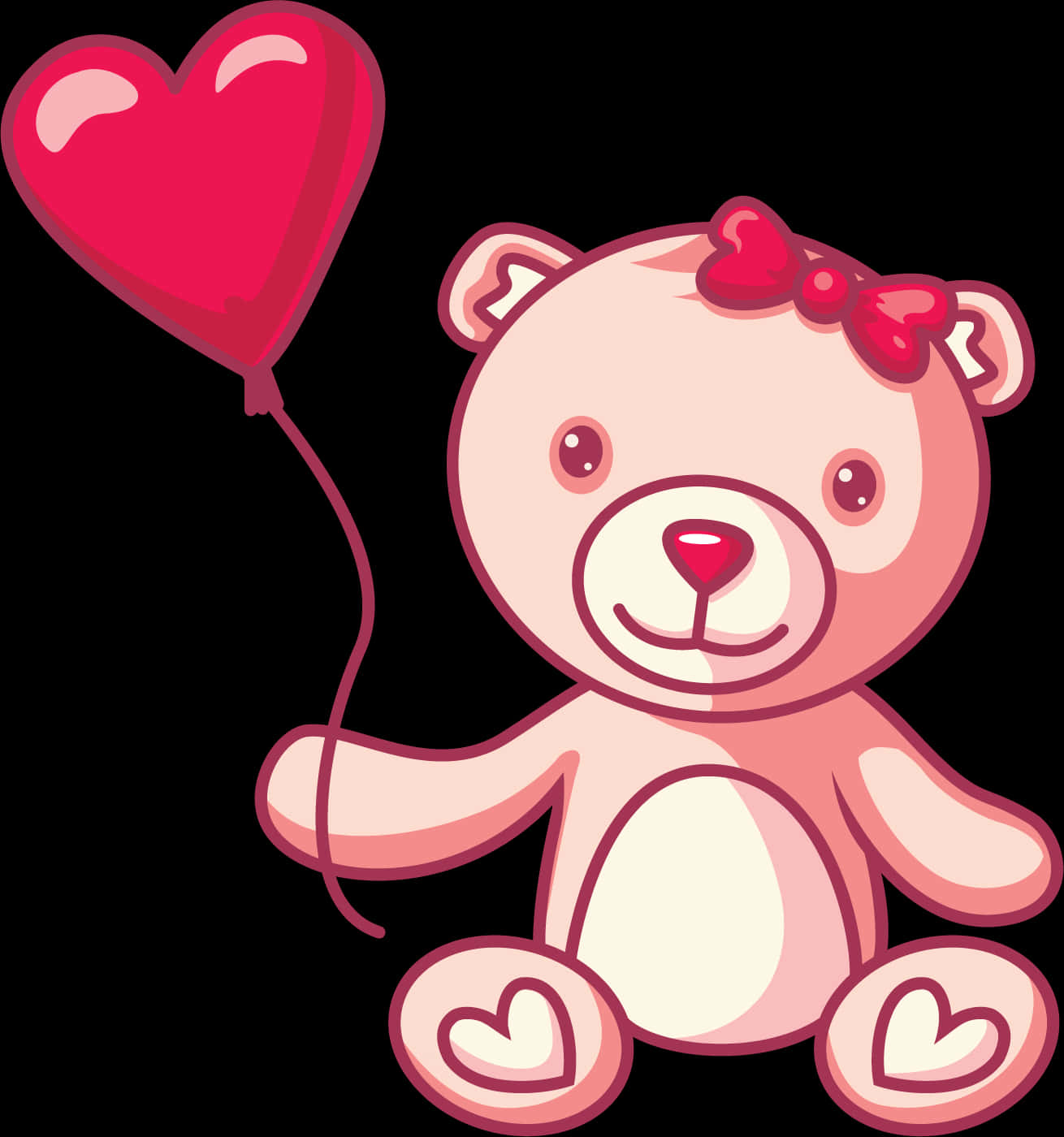 Cute Teddy Bear With Heart Balloon PNG