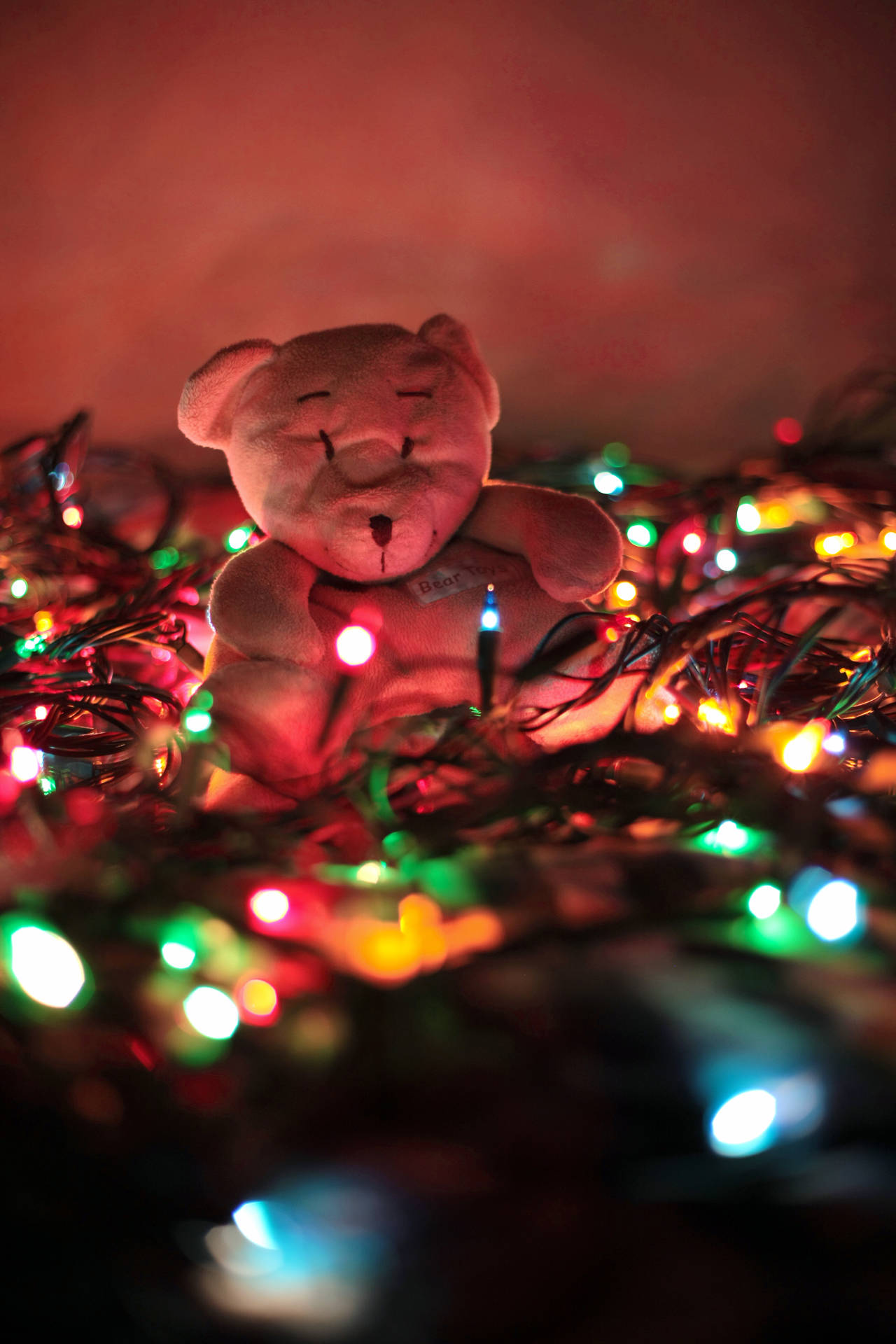 Cute Teddy Bear With Lights Wallpaper