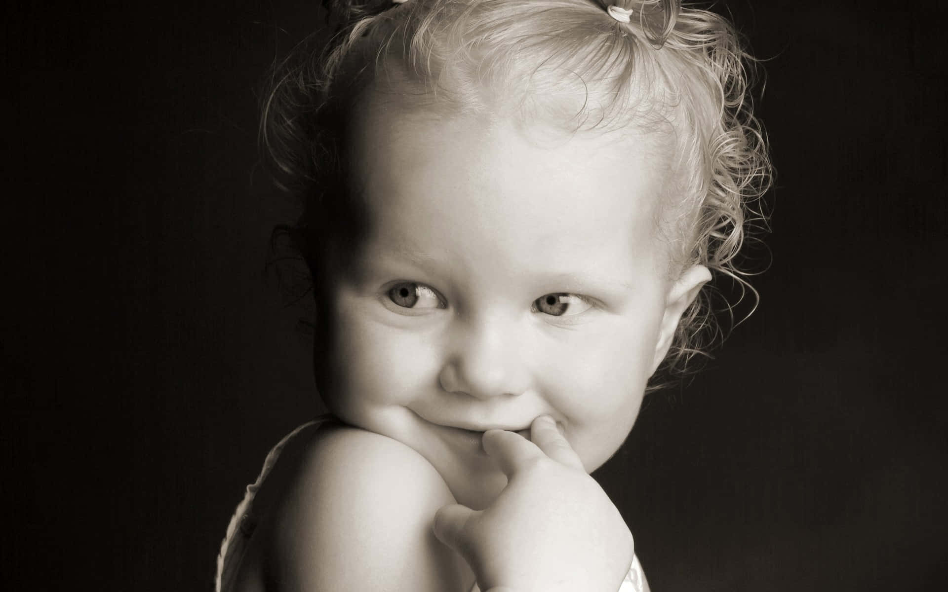 Cute Toddler Smiling Monochrome Wallpaper