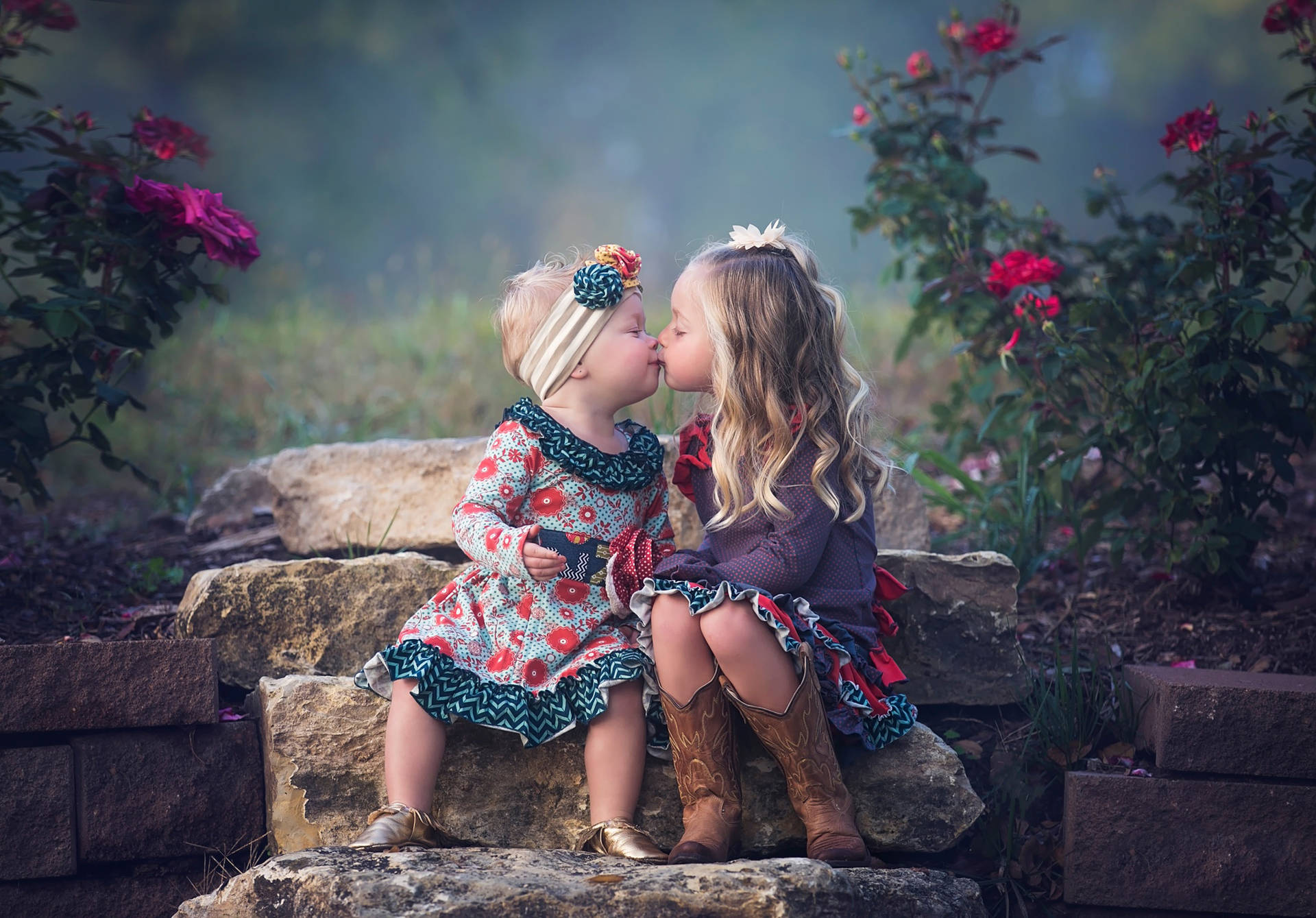 Cute Toddlers Kissing Hd Wallpaper