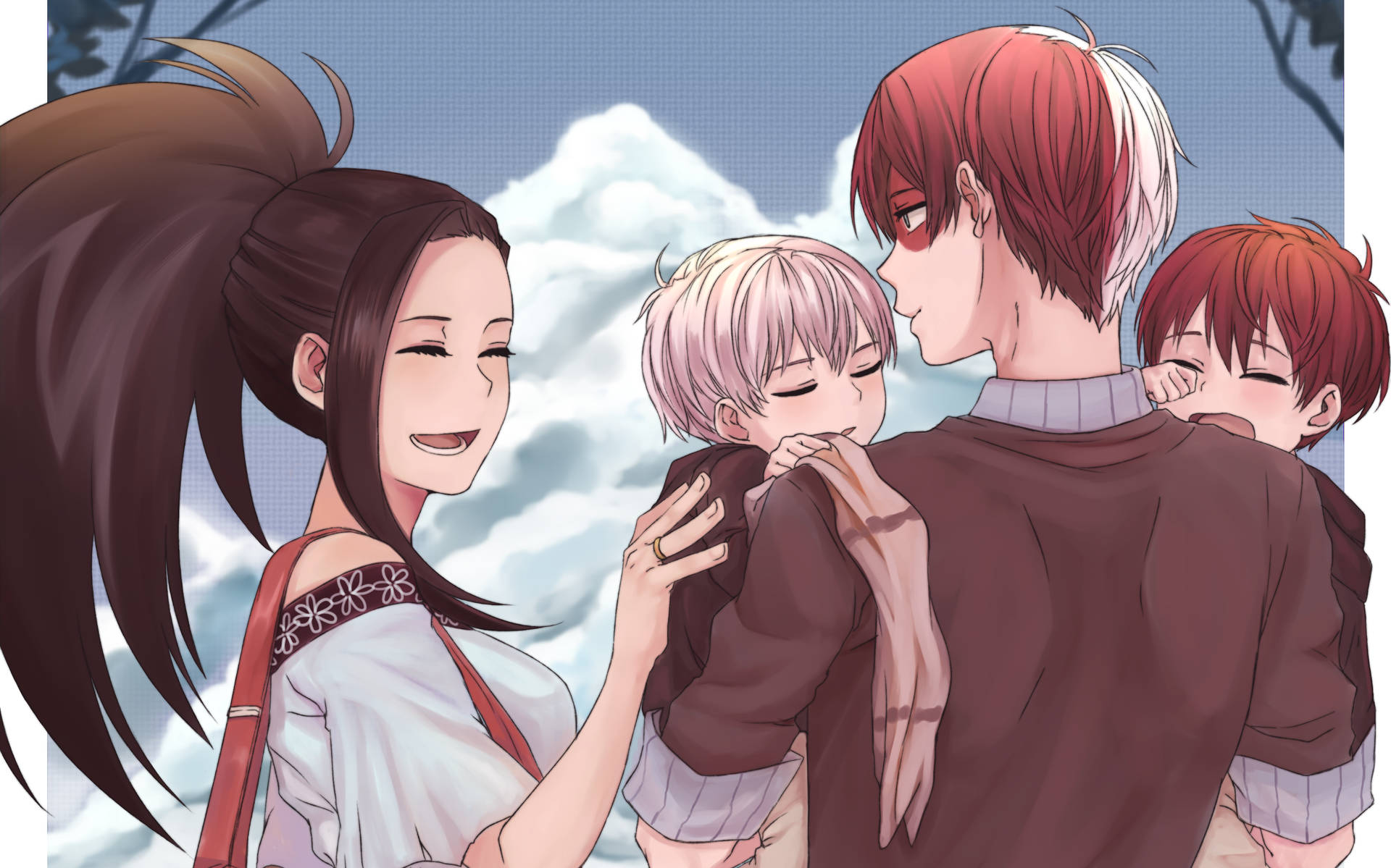 Cute Todoroki With Momo And Kids