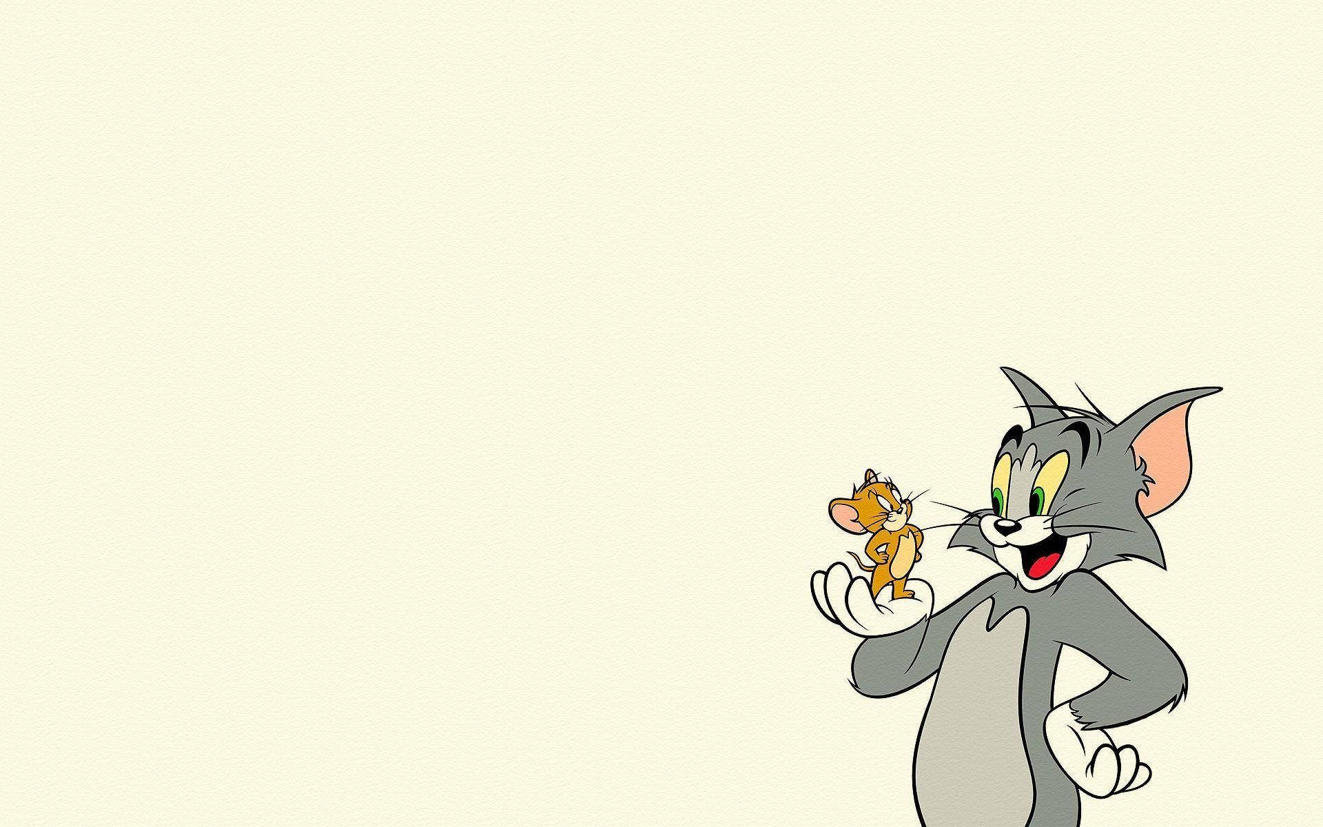 Cute Tom And Jerry On Off-white Background