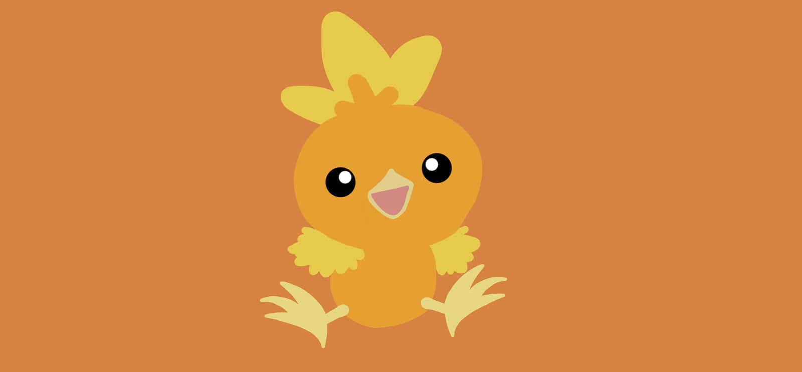 Cute Torchic Illustration With Orange Background Wallpaper
