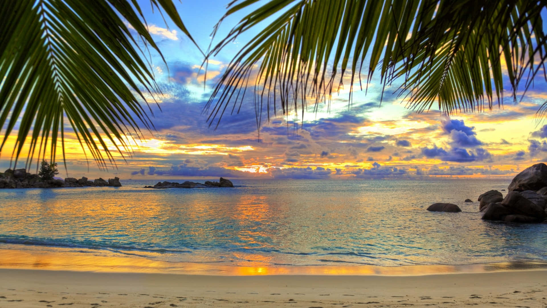 Cute Tropical Island Sunset Wallpaper