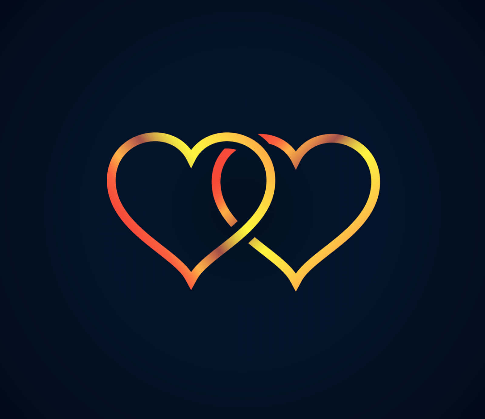 Cute Two Golden Hearts For Love Background