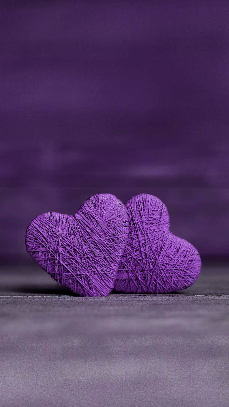 Download Cute Two Purple Yarn Hearts Wallpaper | Wallpapers.com