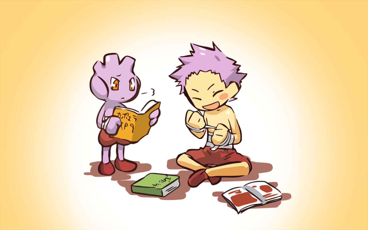 Cute Tyrogue Reading Books With Trainer Wallpaper