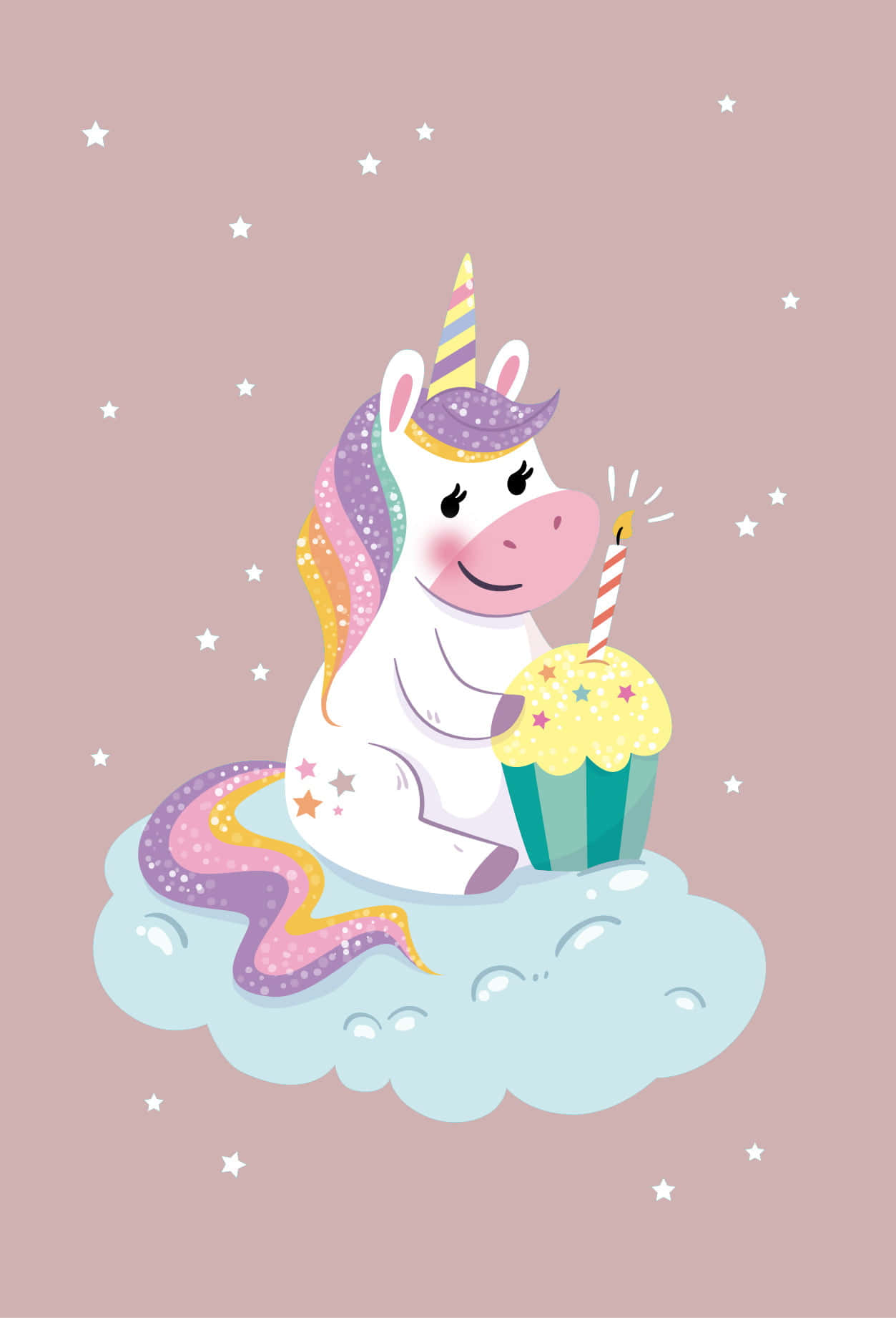 Enchanting Cute Unicorn in a Magical Forest Wallpaper