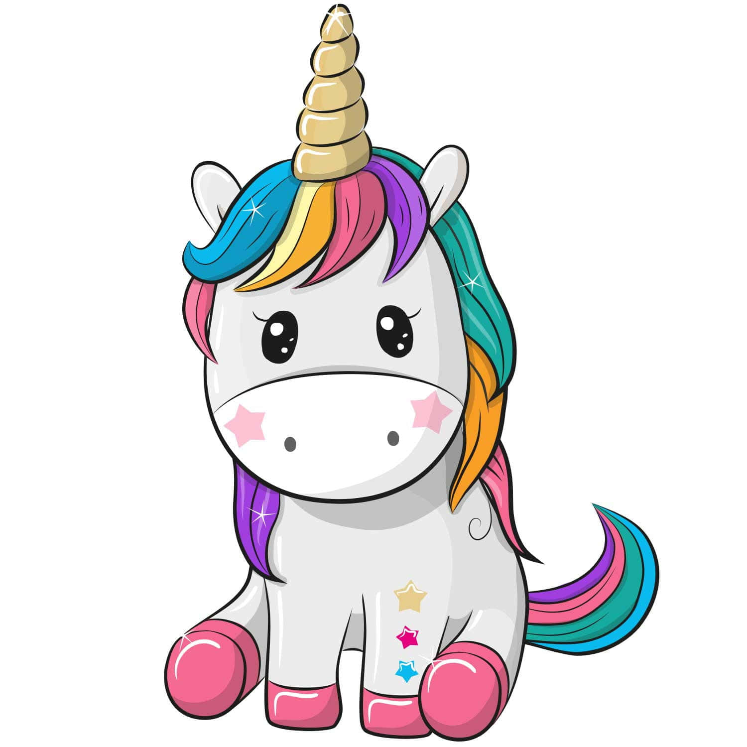 Adorable Cute Unicorn with Sparkling Stars in the Night Sky Wallpaper