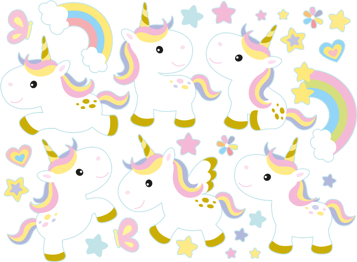 Cute Unicorn Characters Set PNG