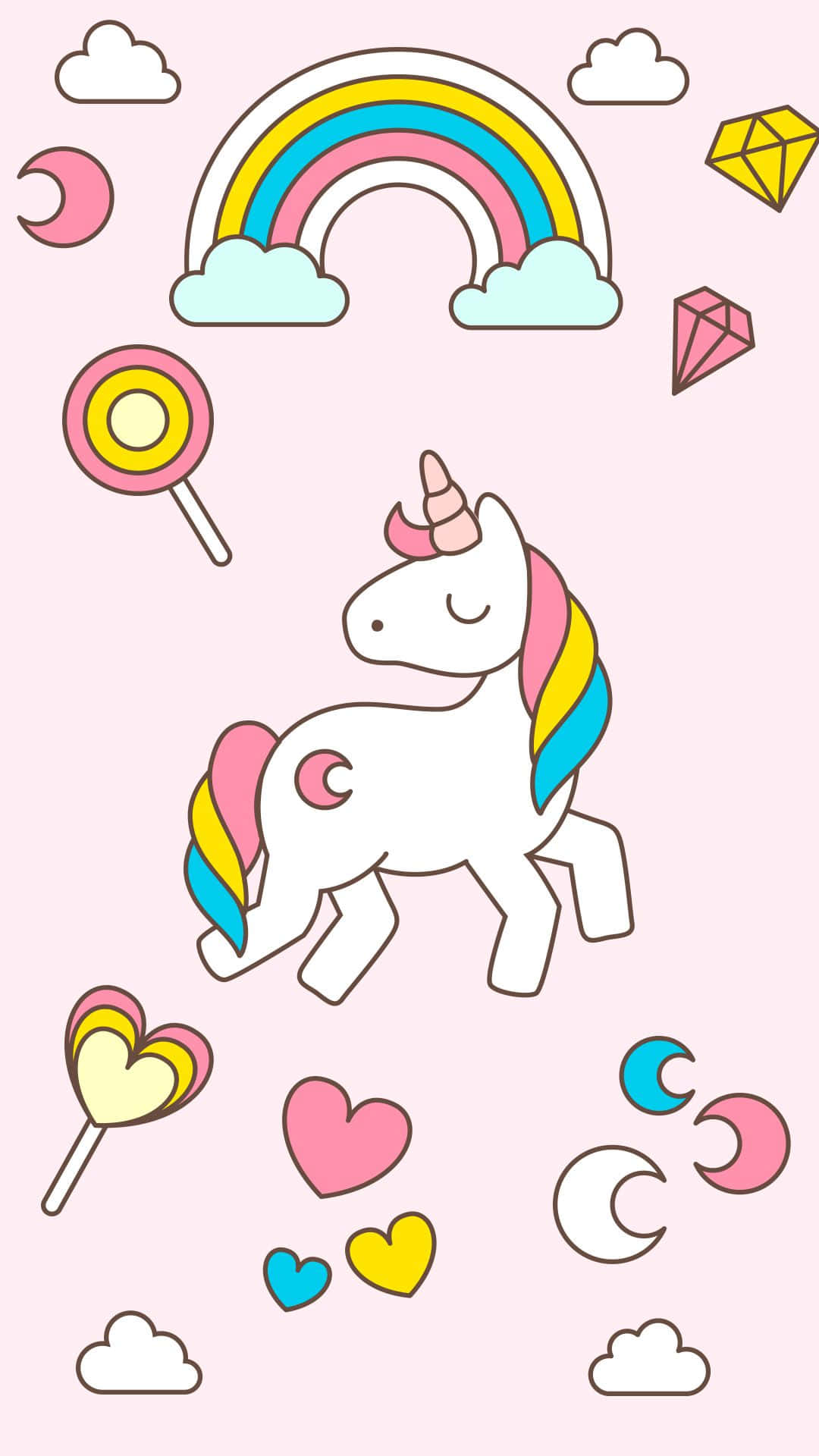 Cute Unicorn Candy Sticker Pattern Picture
