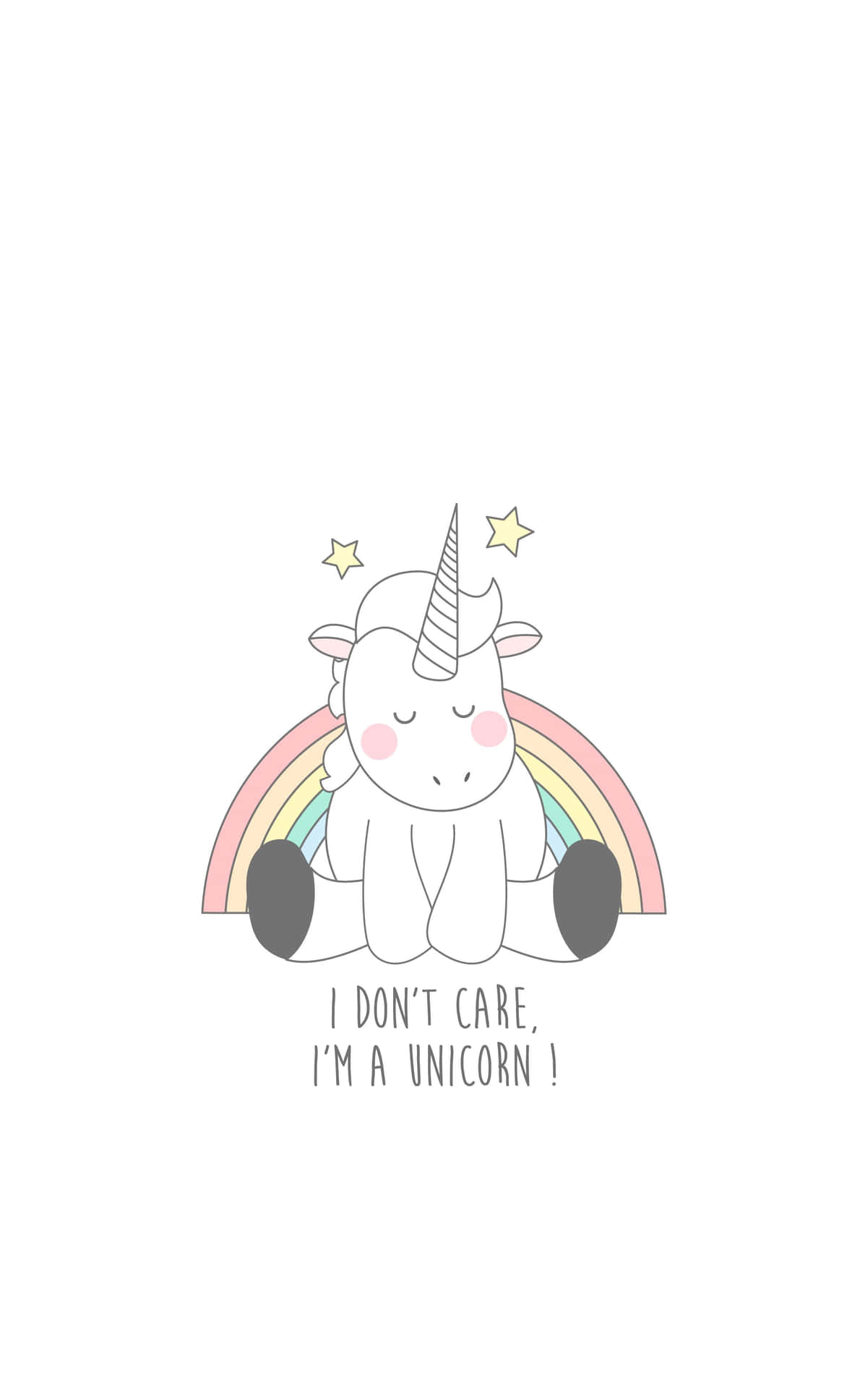 Cute Unicorn I Don't Care Illustration Art Picture
