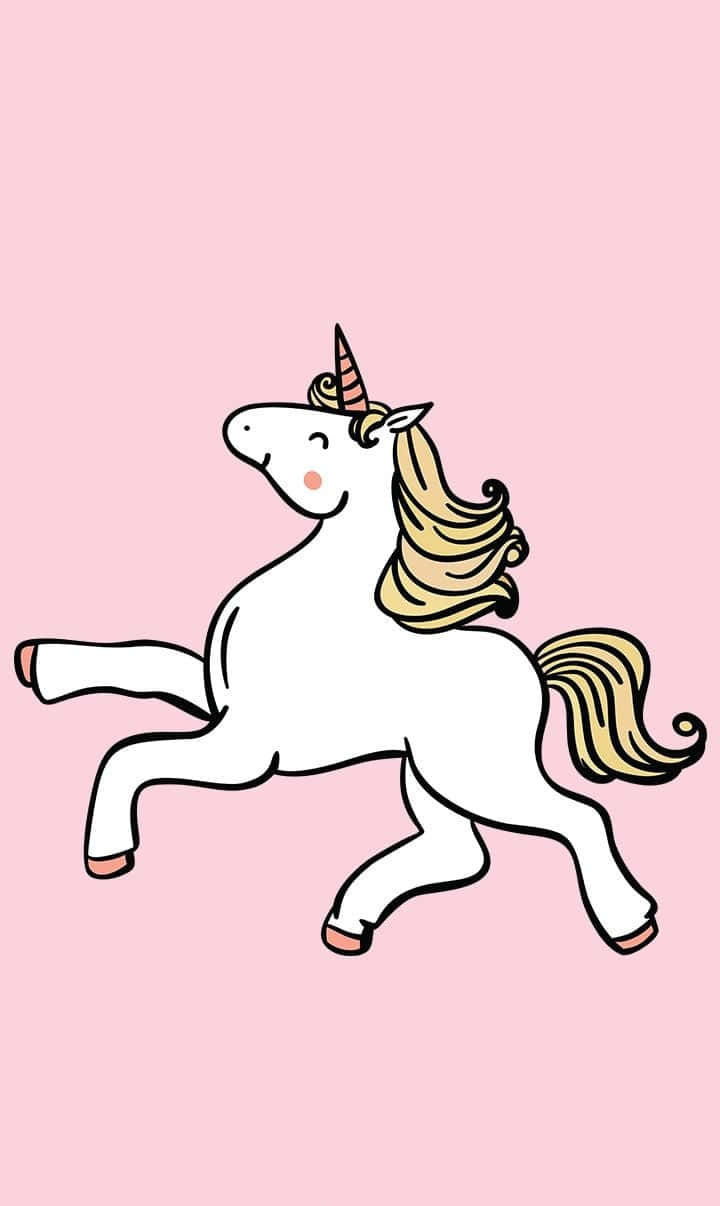 Cute Unicorn Jumping Happy Pony Illustration Art Picture