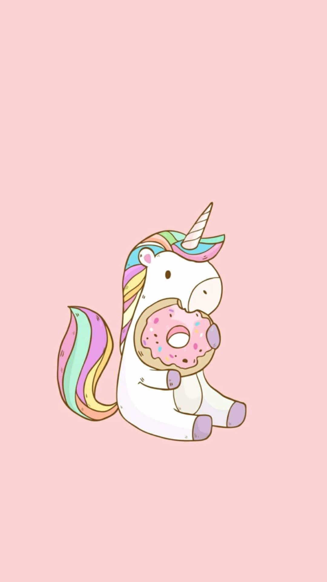 Cute Unicorn Pastel Donut Pink Background Picture