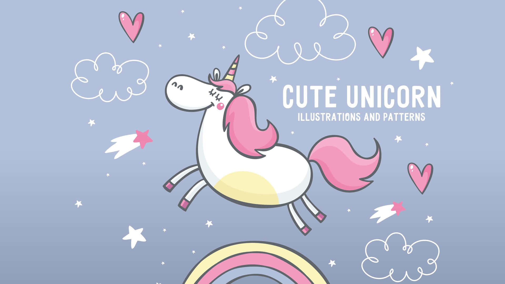 Cute Unicorn Pink Purple Pastel Illustration Art Picture