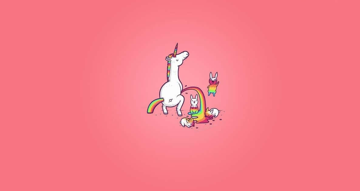 Cute Unicorn Rainbow Bunnies Illustration Art Picture