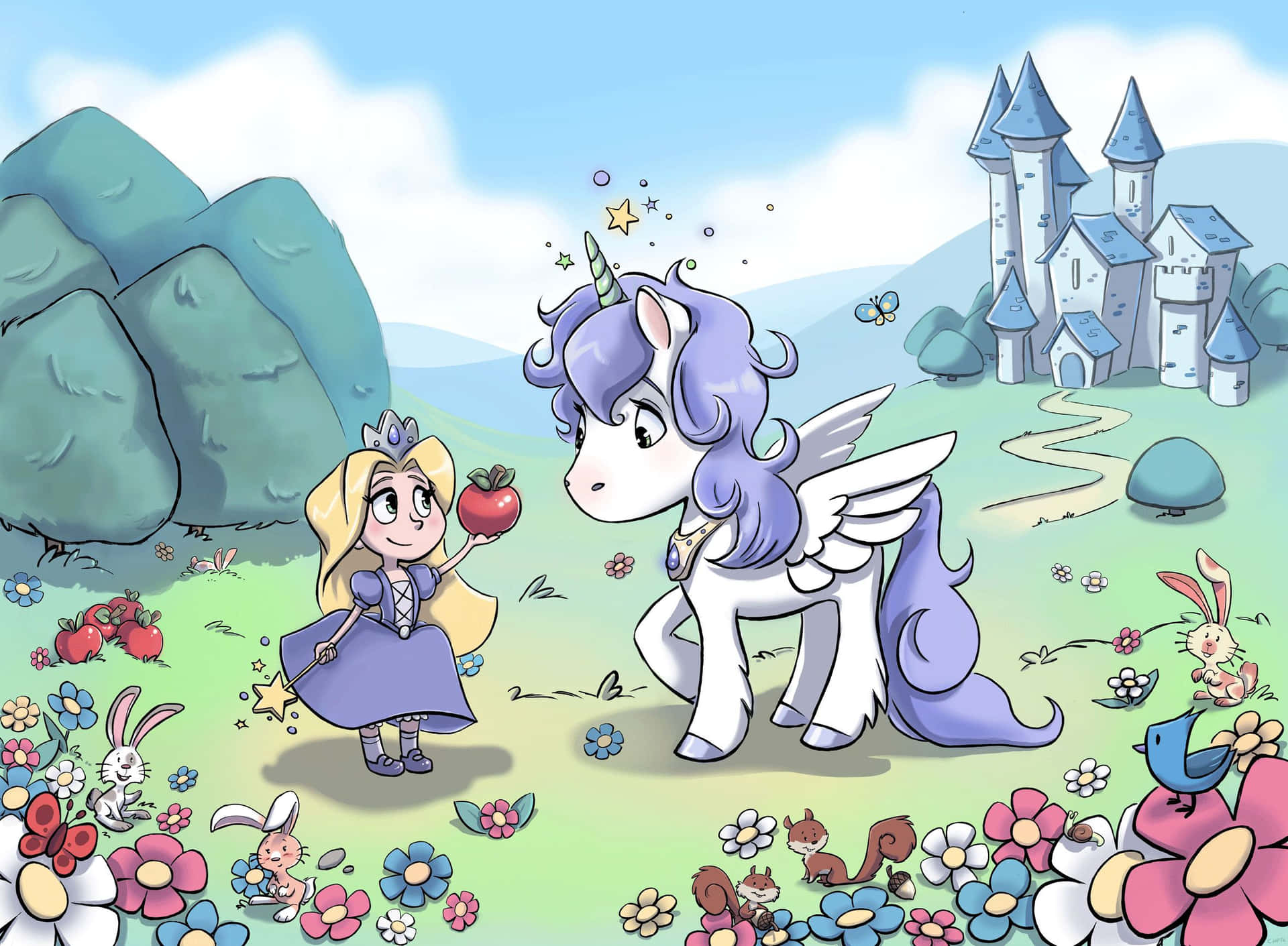 "Magical Moment: Adorable Unicorn in a Fairyland"