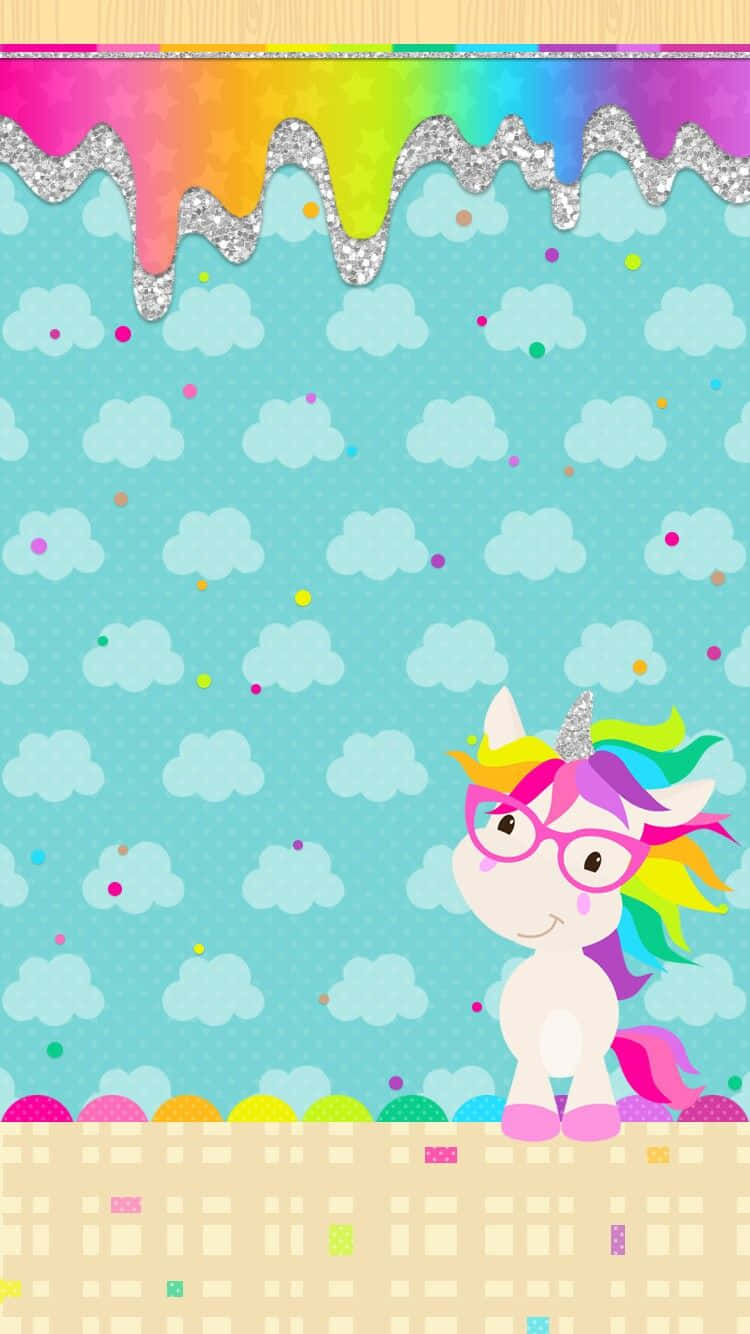 Cute Unicorn Nerd Rainbow Pony Illustration Art Picture