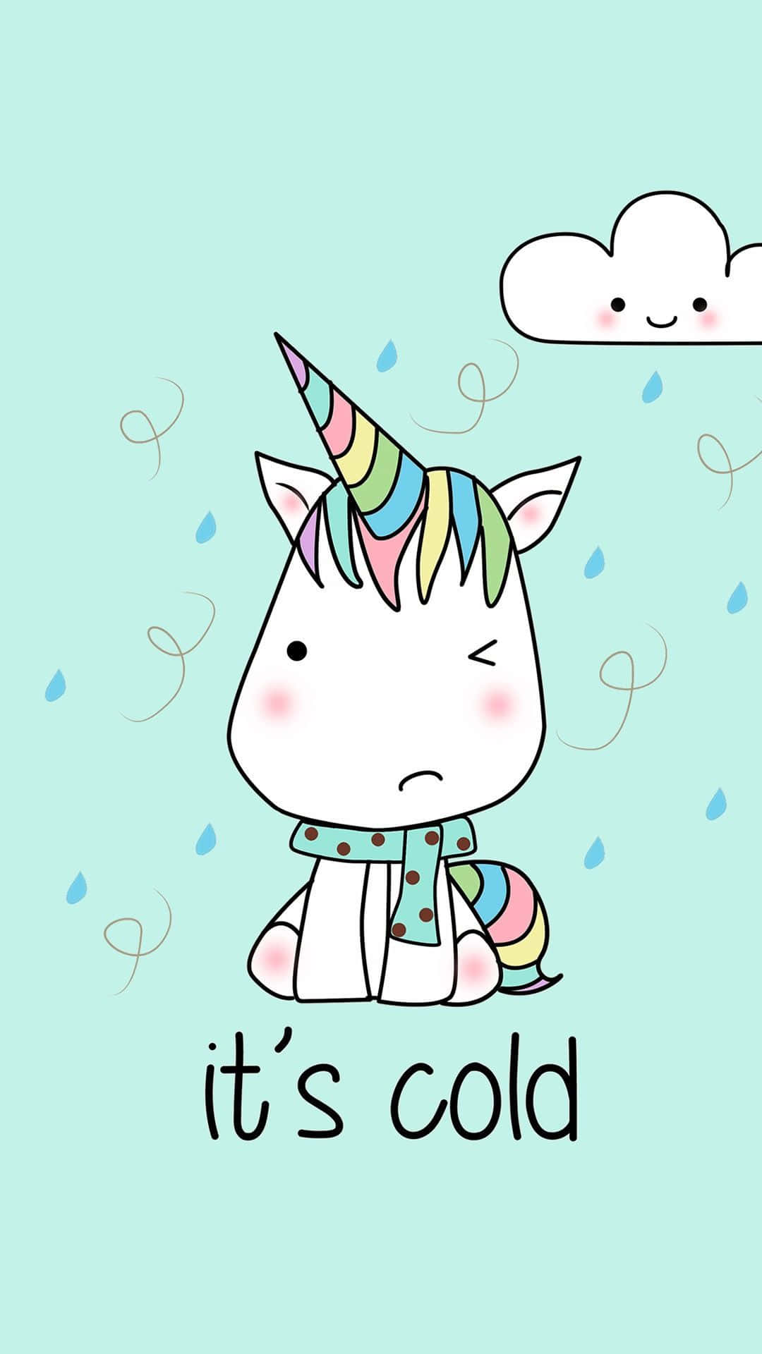 Cute Unicorn Kawaii Pony It's Cold Picture