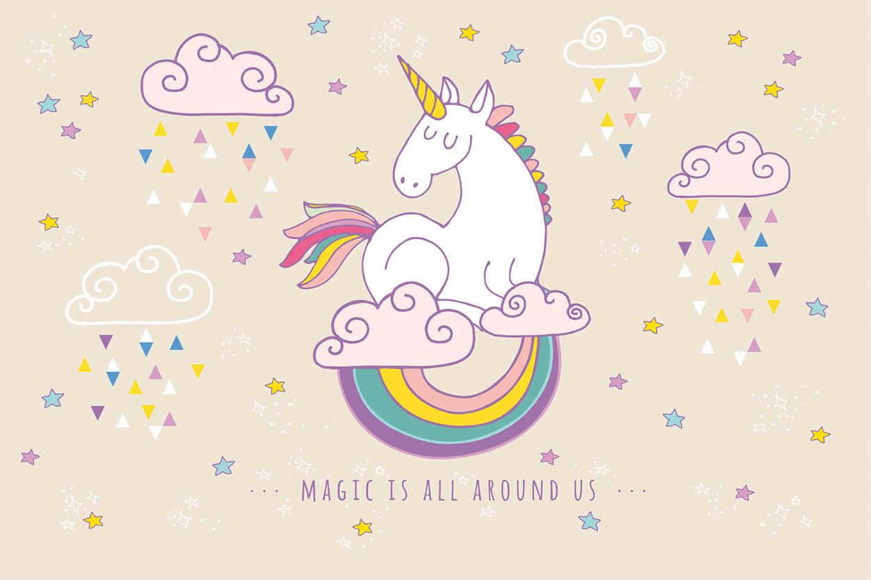 Cute Unicorn Magic Is Around Us Pastel Picture