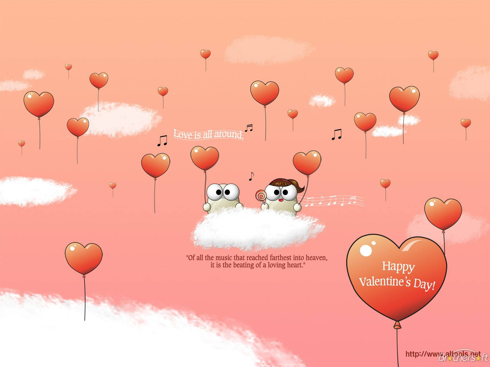 Lindosglobos En Forma De Corazón Para El Día De San Valentín. Fondo de pantalla