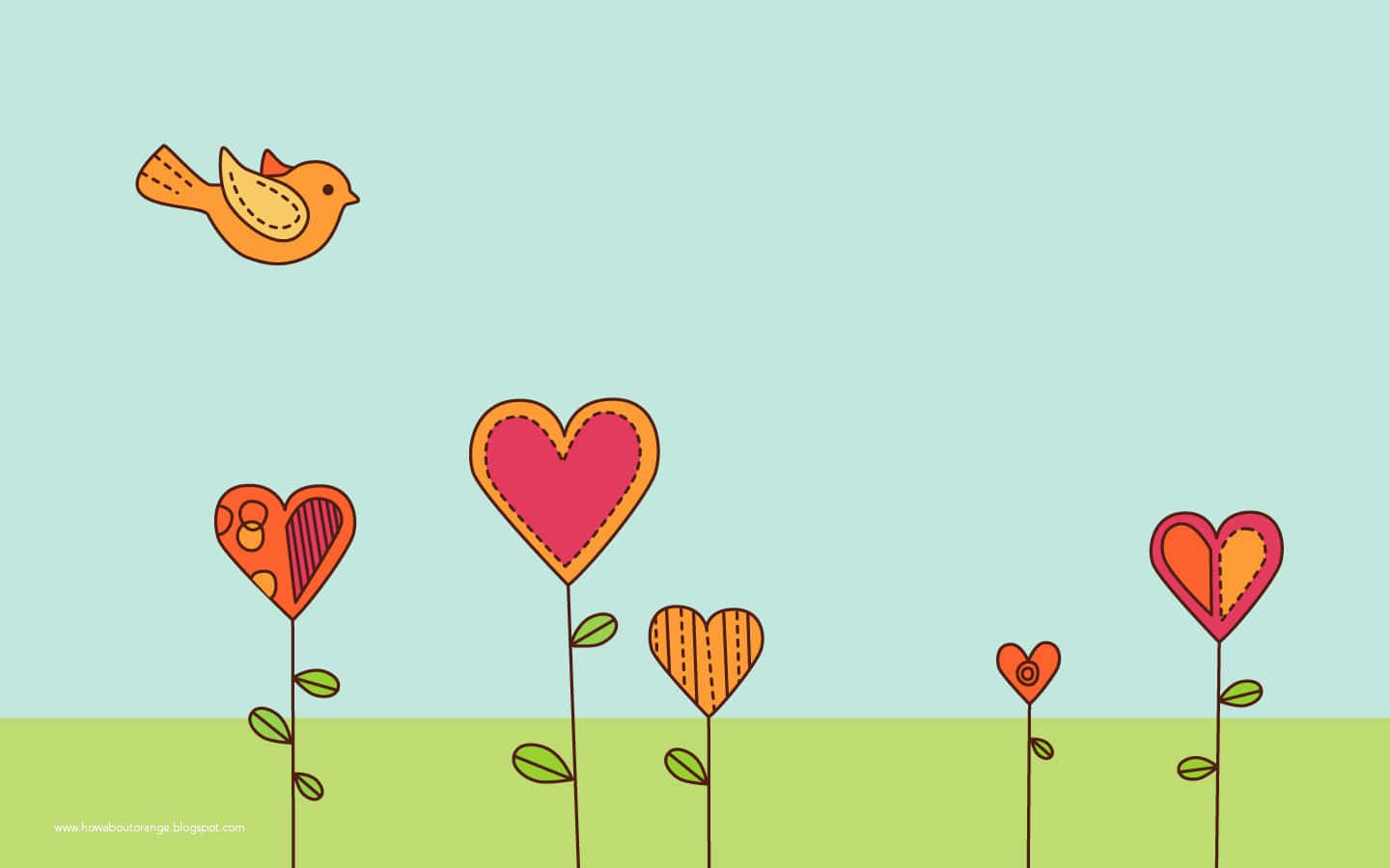 A Bird Is Flying Over A Field Of Hearts Wallpaper