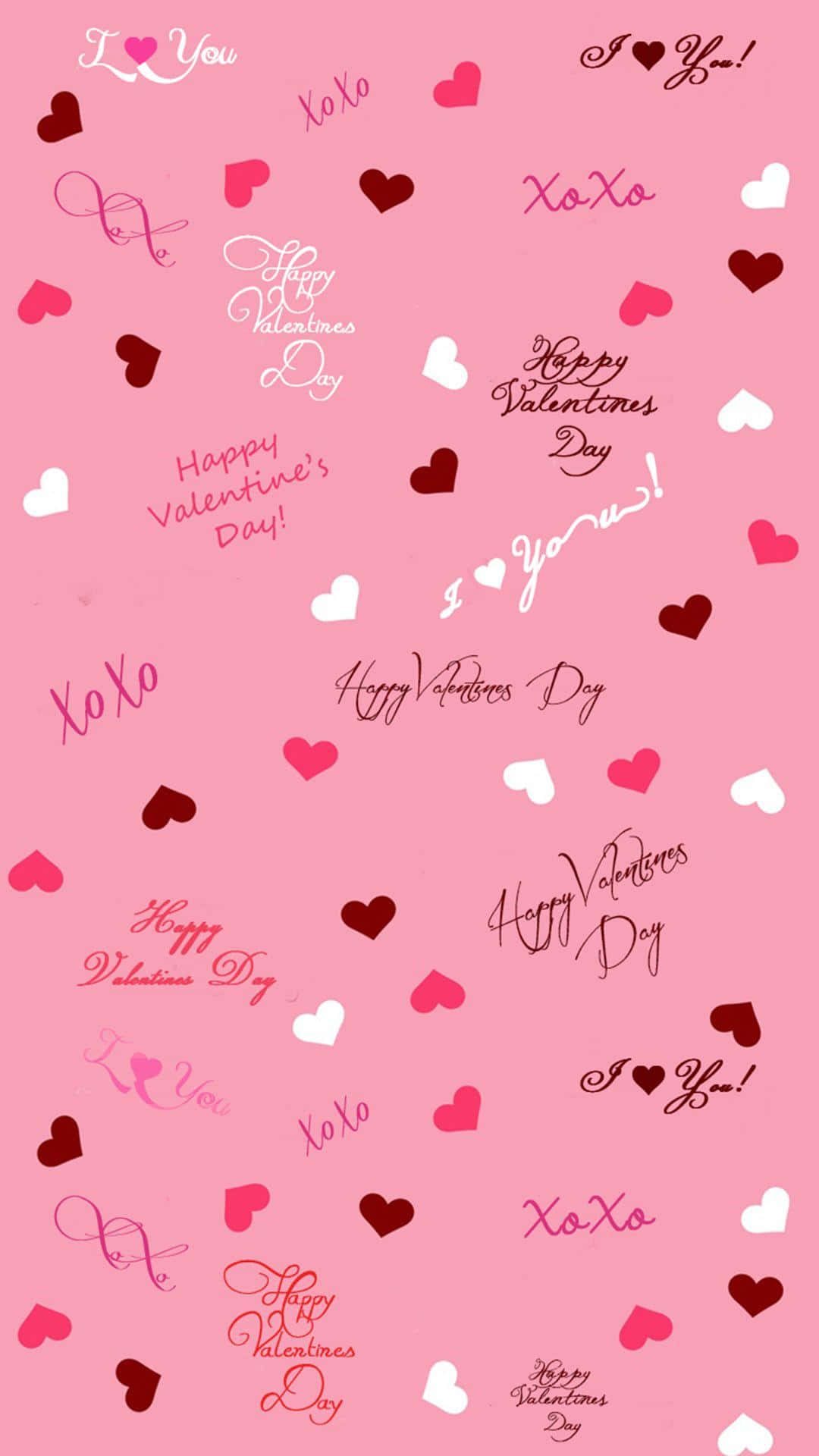 Valentine's Day Wallpaper With Hearts And Words