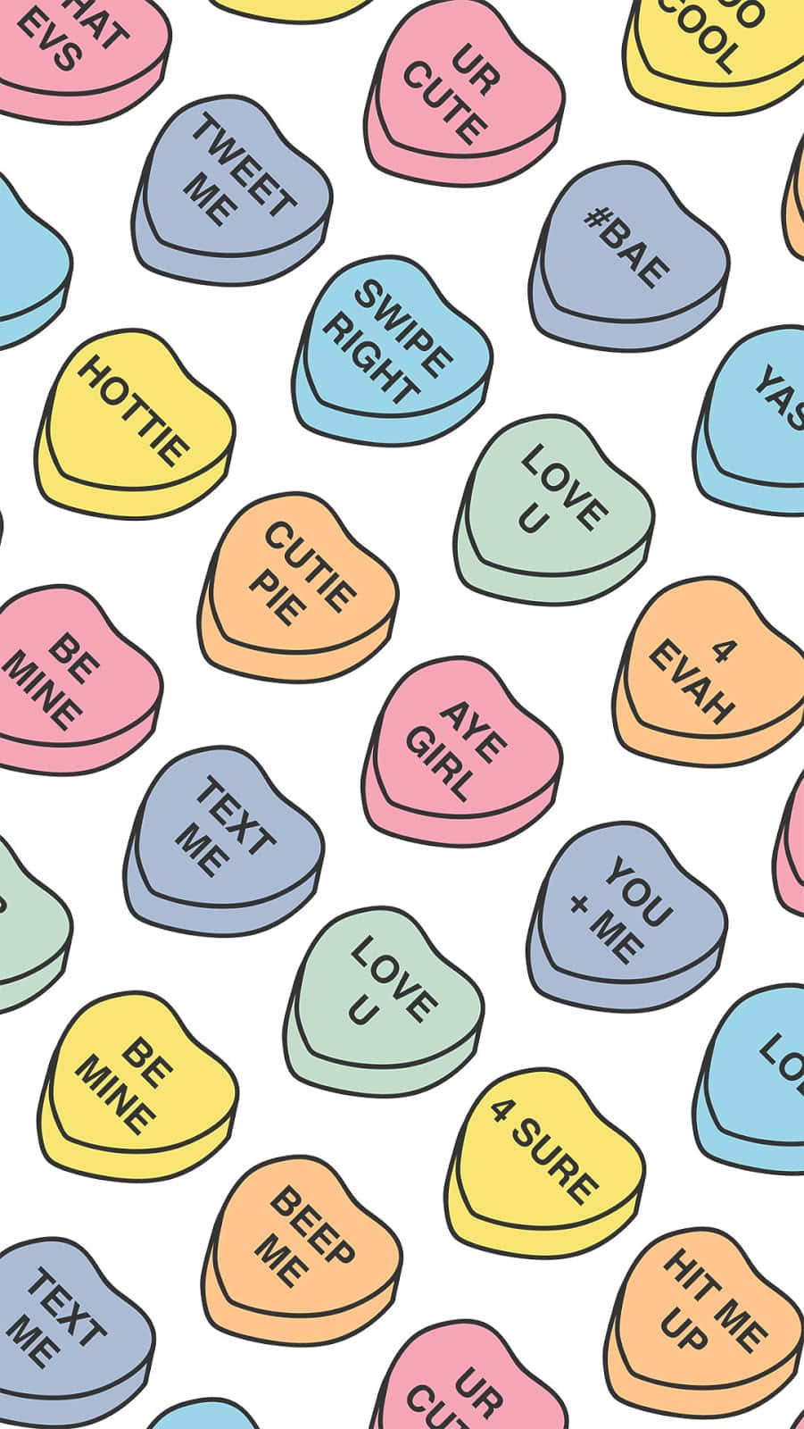 Candy Hearts With Different Words On Them