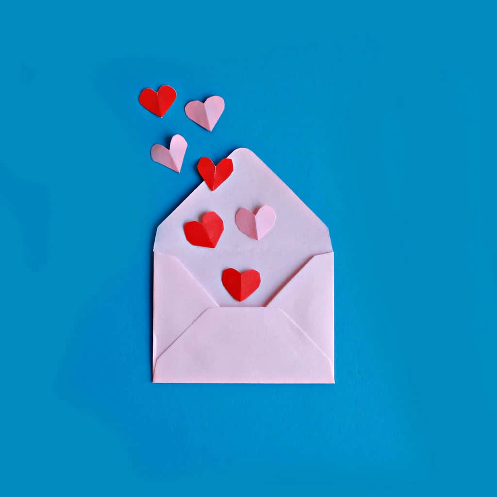 Cartade Amor Fofa Para O Dia Dos Namorados Em Um Envelope. Papel de Parede