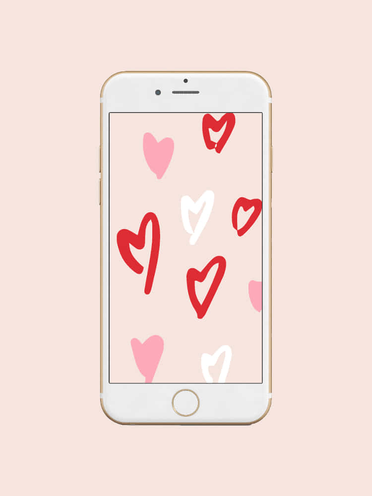Cute Valentines Hearts Phone Illustration Wallpaper