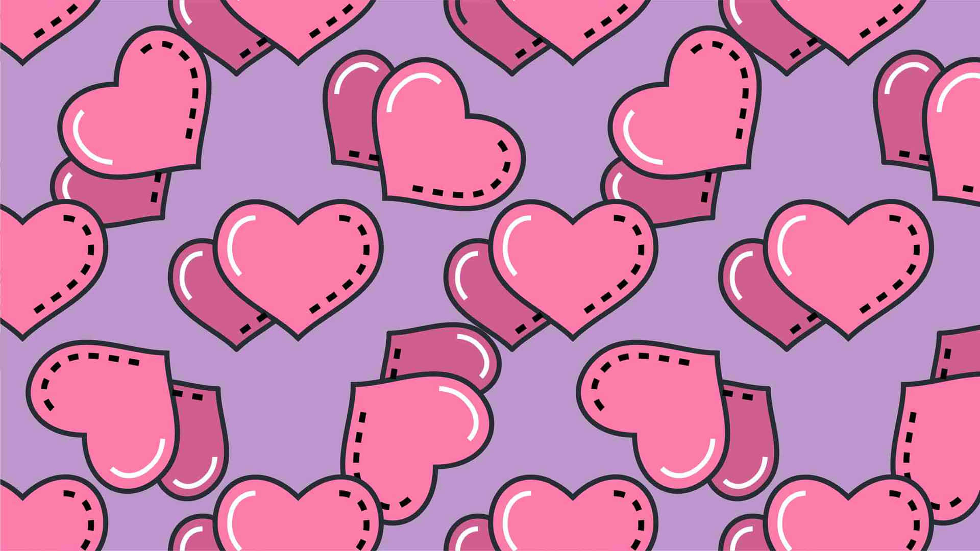 Cute Valentines Pink Hearts On Purple Picture