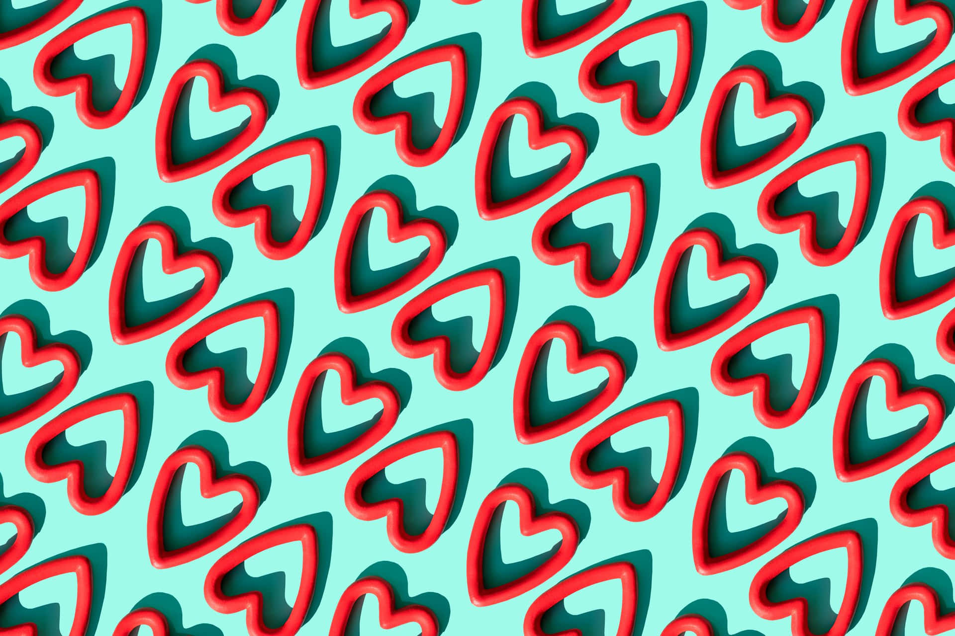 Cute Valentines Pink Hearts On Blue Picture
