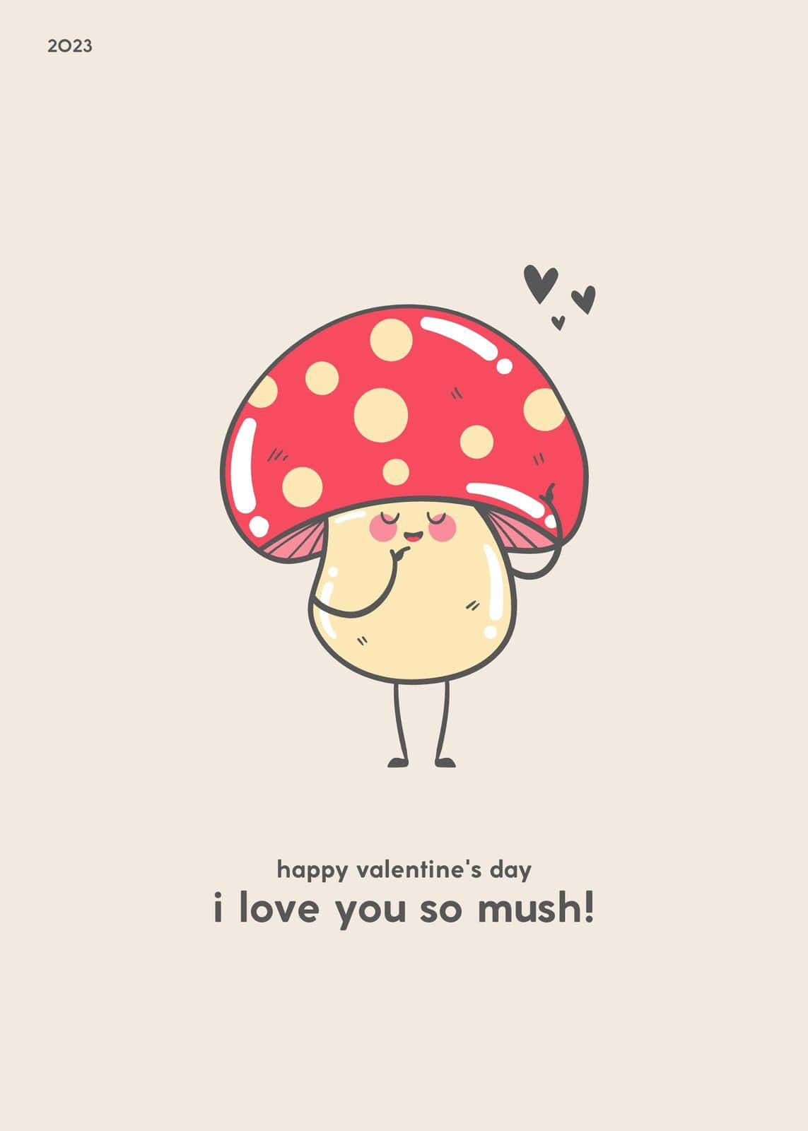 Cute Valentines Cartoon Mushroom Funny Pun Picture