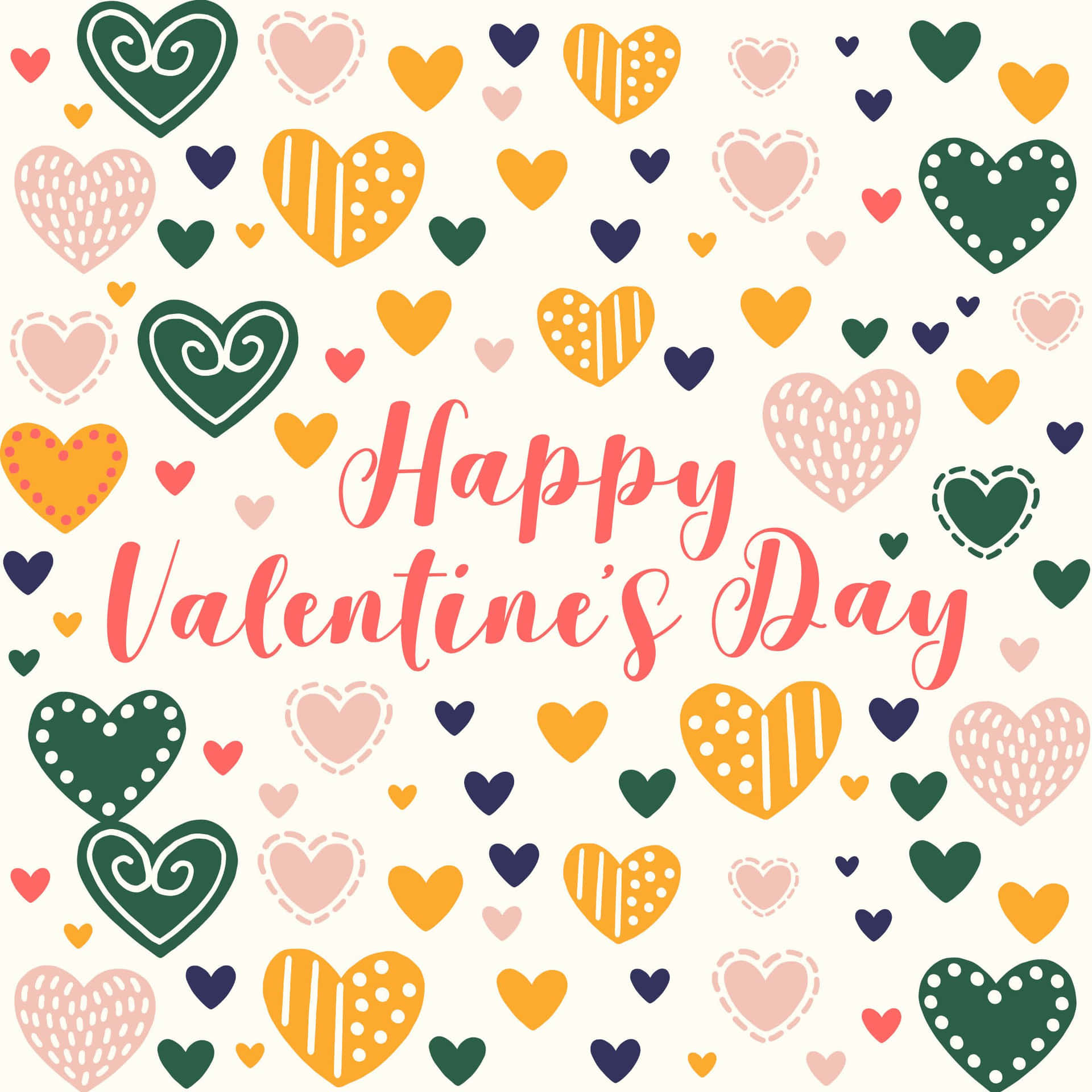 Cute Valentines Happy Valentine's Day Greeting Colorful Hearts Picture