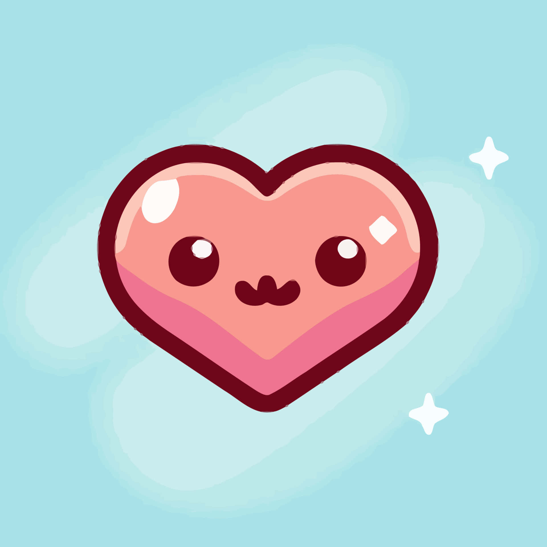 Sød Valentinsdag Cute Hjerte På Blå Billed Tapet