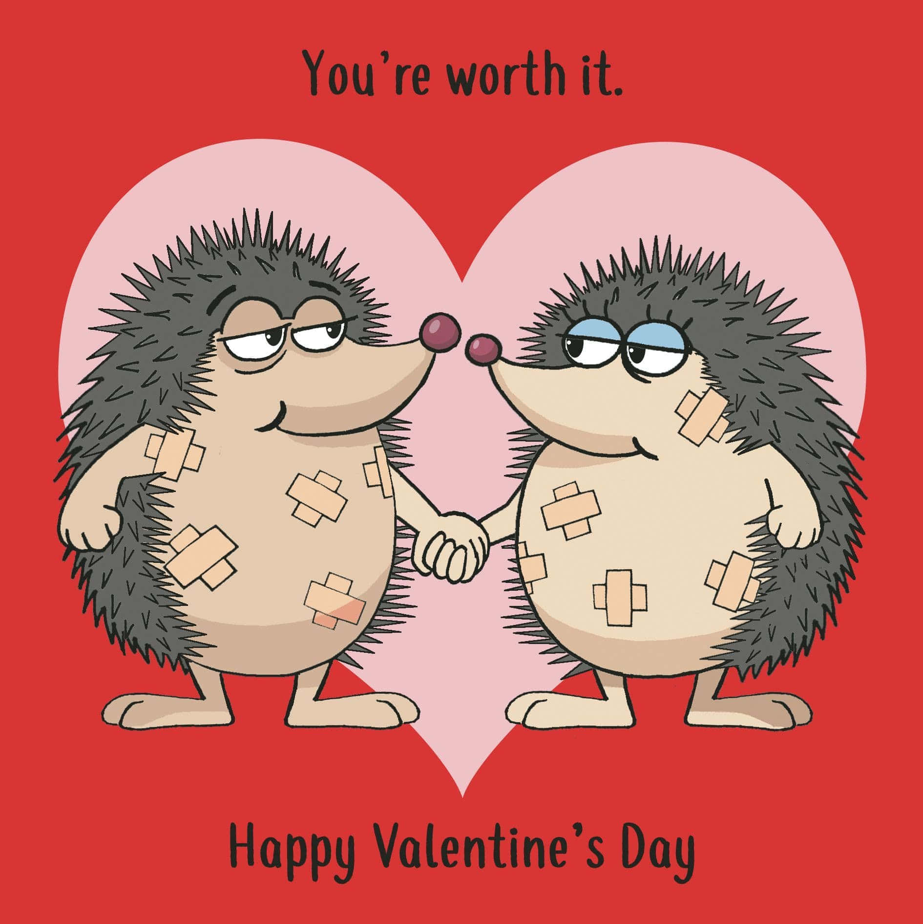 Cute Valentines Cartoon Hedgehog Holding Hands Picture