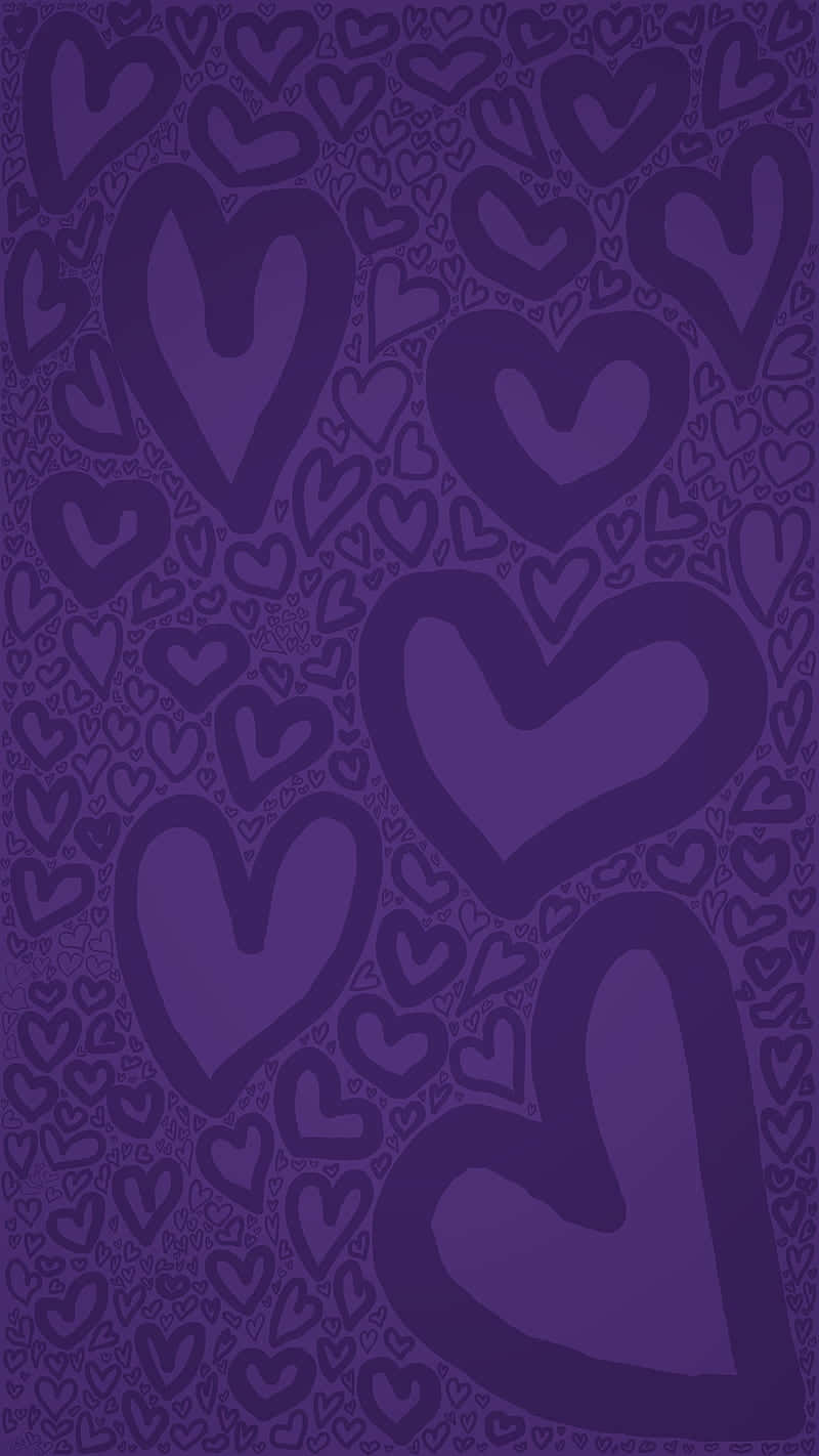 Søde Valentins Purpurhjerte Doodle Wallpaper