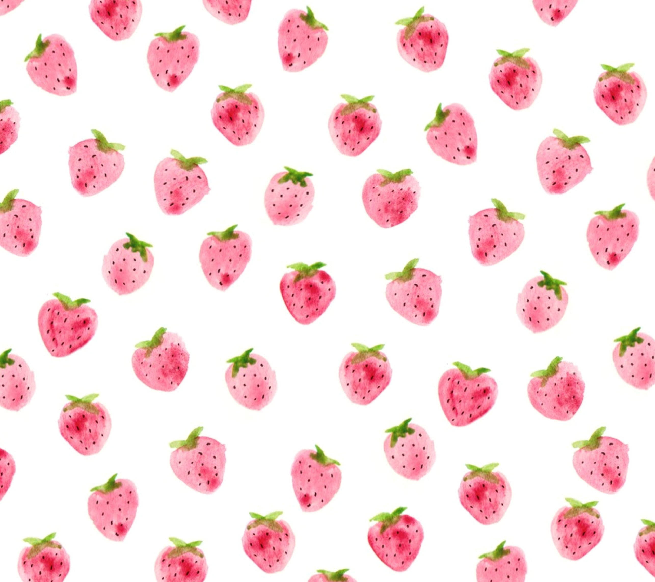 Cute Watercolor Strawberry Desktop Wallpaper