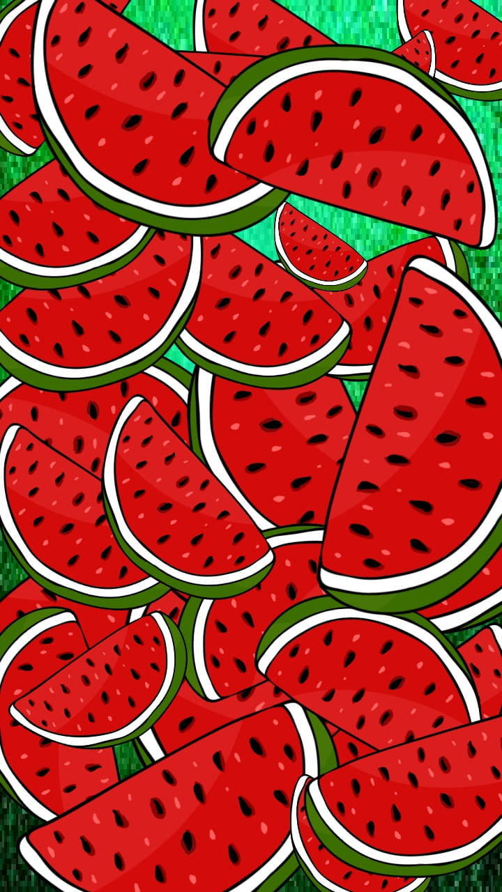 Niedlichesdigitales Wassermelonen-kunstwerk Für Bildschirme Wallpaper
