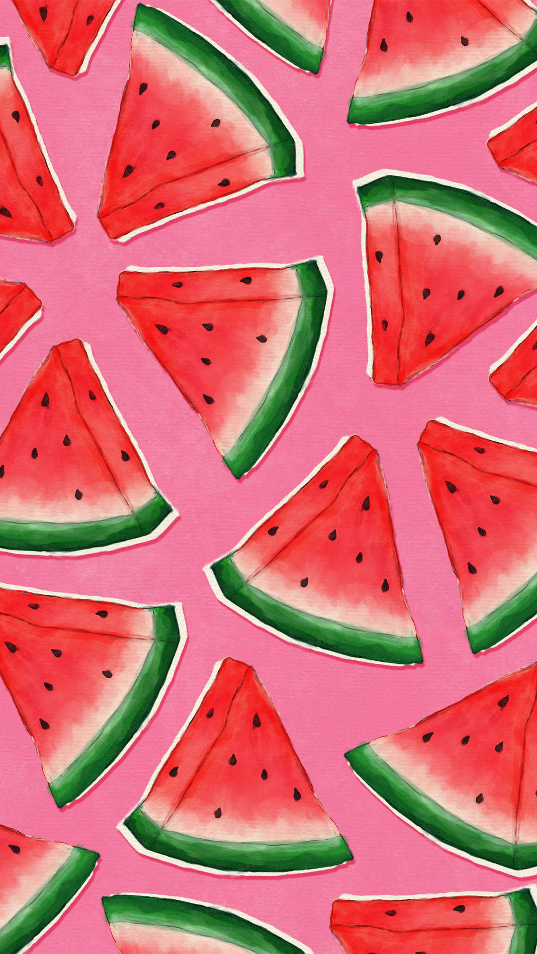 Cute Watermelon On Pink Surface Wallpaper