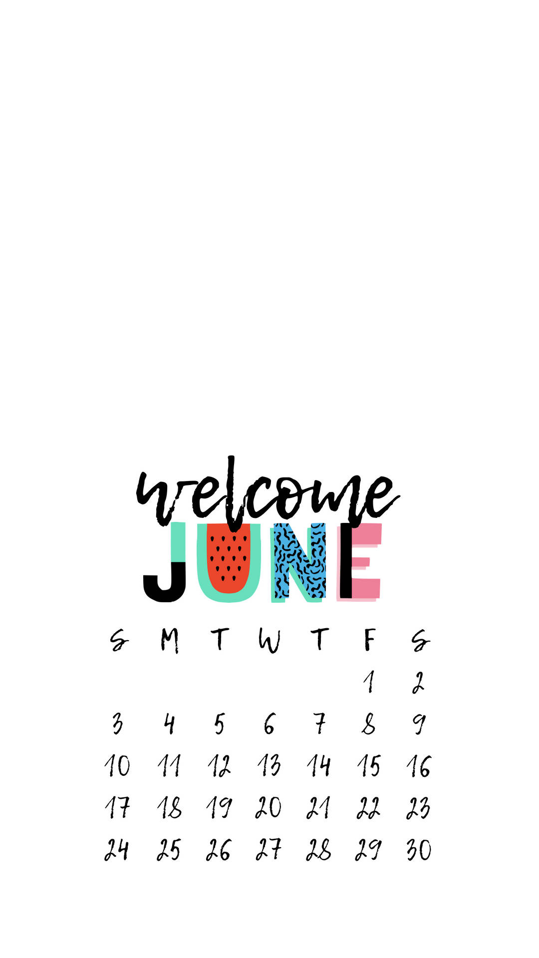 Cute Welcome June Calendar