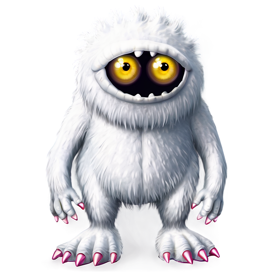 Cute White Monster Illustration Png 06212024 PNG