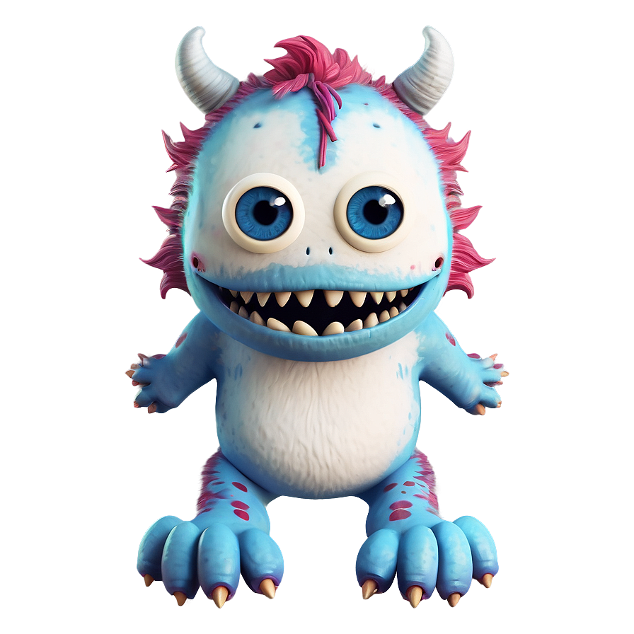 Cute White Monster Illustration Png 06212024 PNG