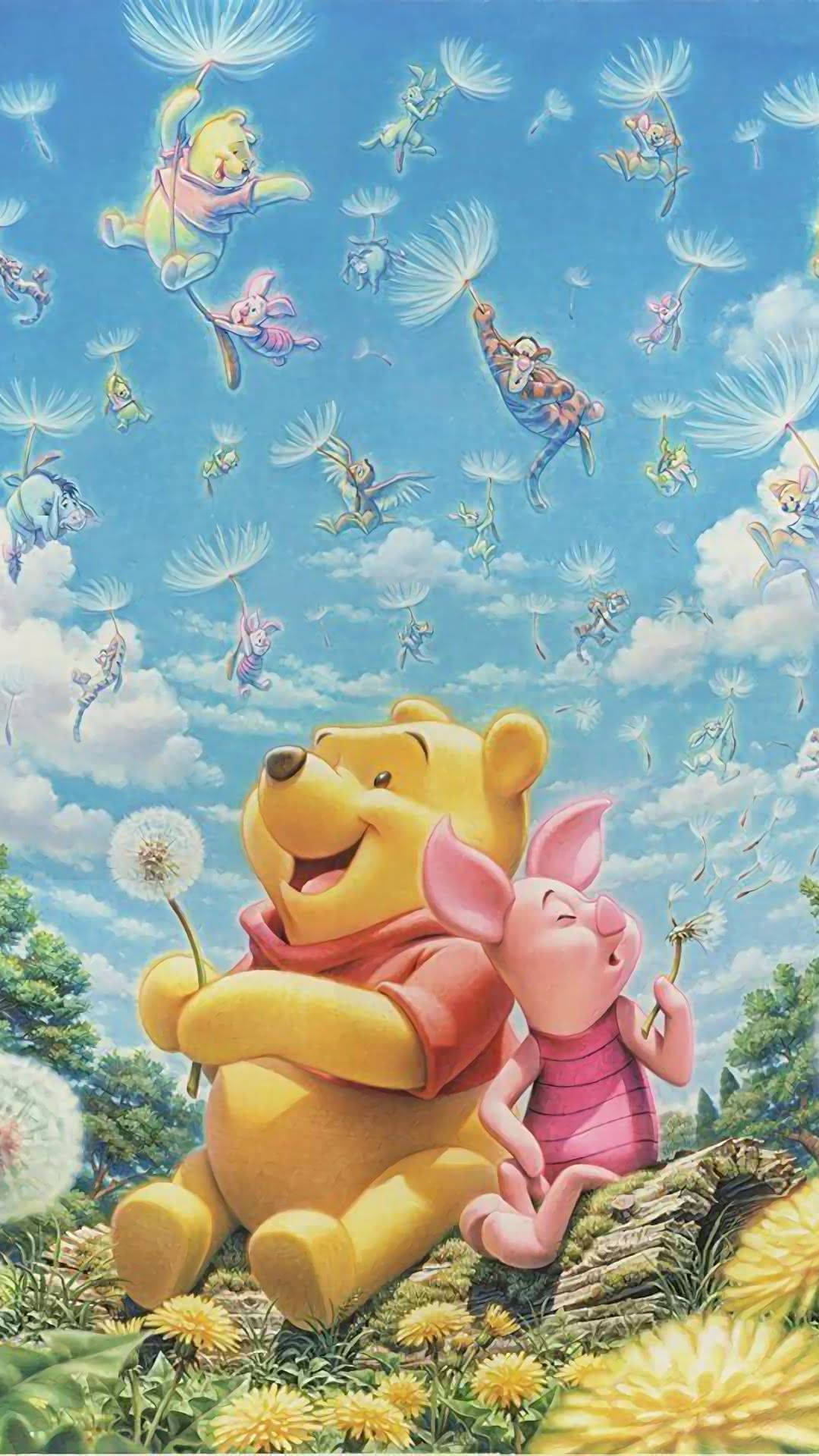 Cute Winnie The Pooh Daffodils Wallpaper