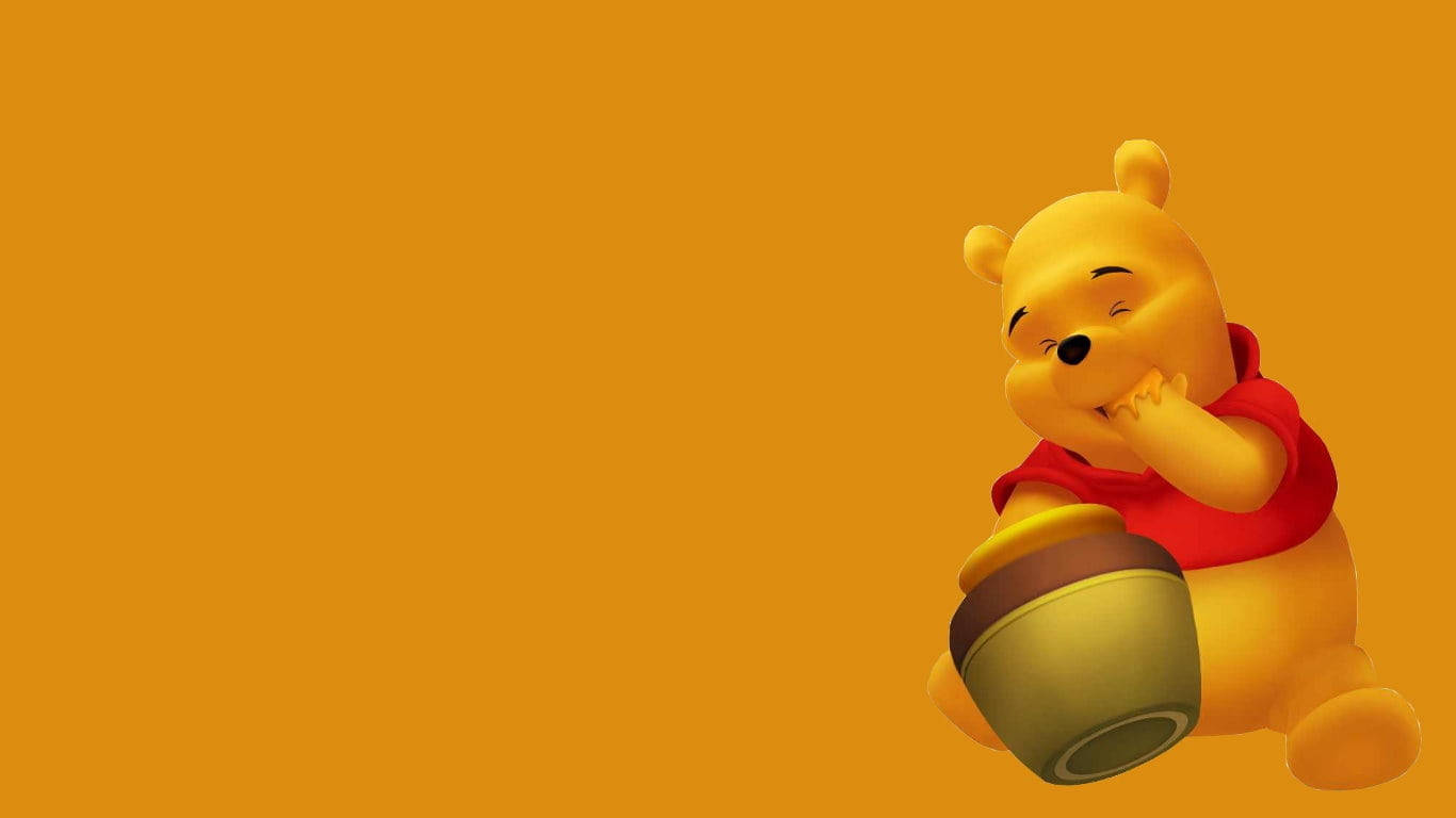 Cute Winnie The Pooh Enjoying Honey Background