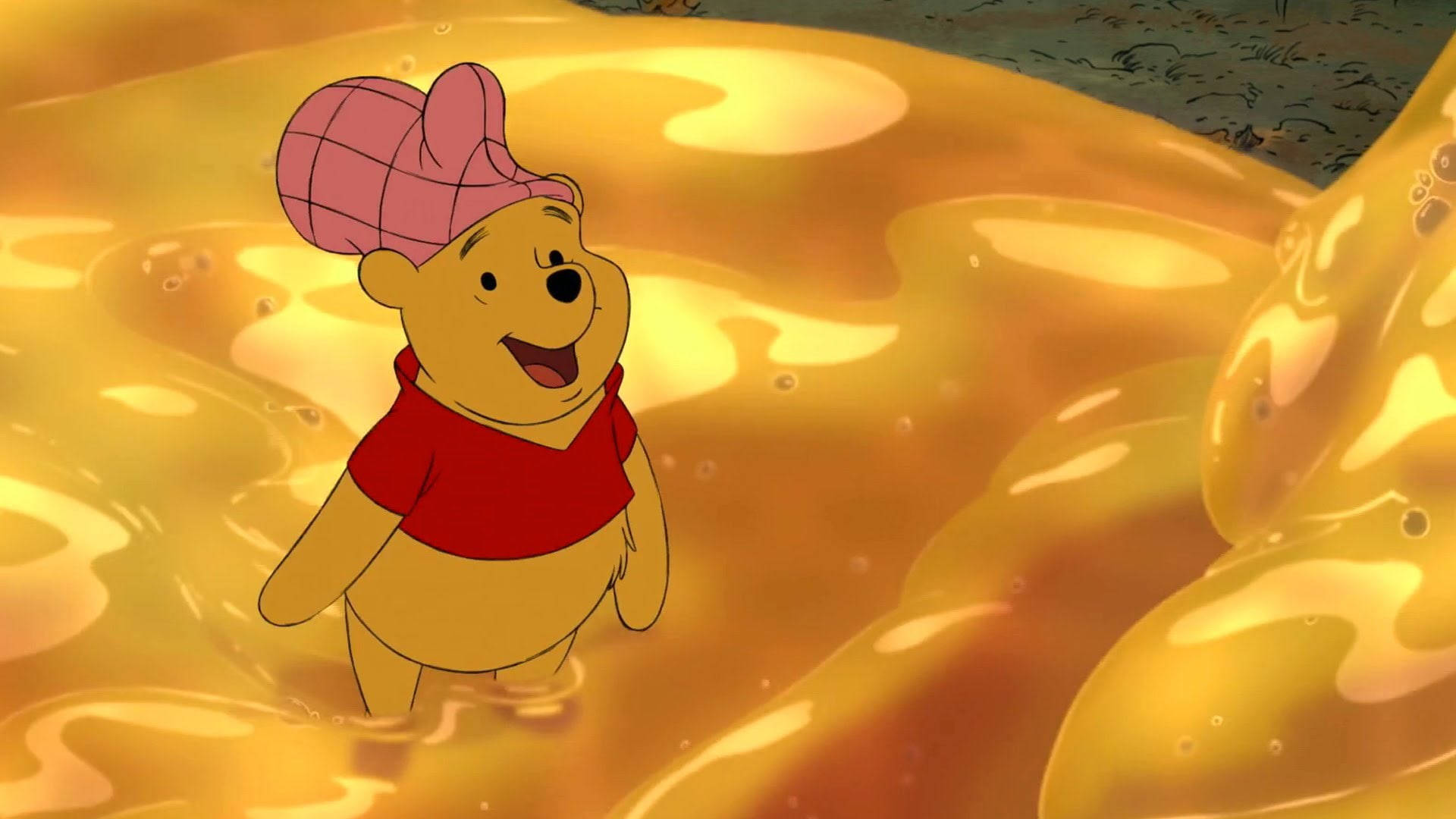 Cute Winnie The Pooh In Honey Background