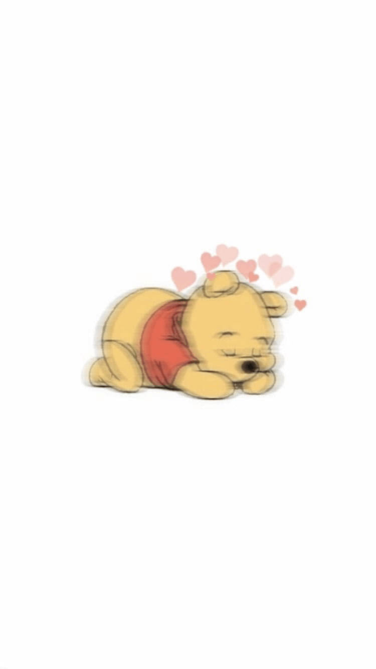 Sød Winnie The Pooh Iphone Blurre Hvid Søvnig Tema Tapet Wallpaper