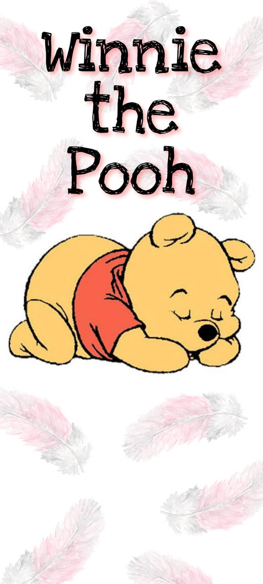 Cute Winnie The Pooh Iphone Feathers Background Wallpaper