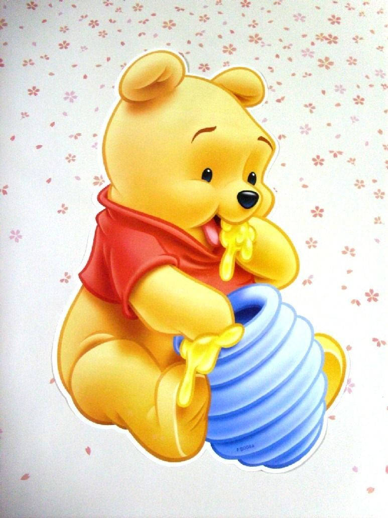 Sötwinnie The Pooh Iphone Som Äter Honung Med Glädje. Wallpaper